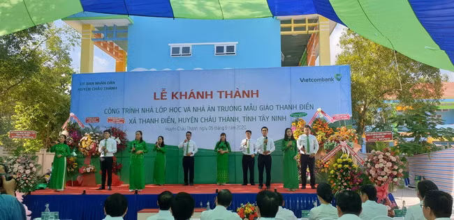 Quang cảnh lễ khánh thành công trình lớp học và nhà ăn Trường mẫu giáo Thanh Điền- Xã Thanh Điền- Huyện Châu Thành- Tây Ninh.