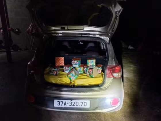 Phương tiện mà đối tượng Ngyễn Đăng Chung vận chuyển pháo hoa nổ.