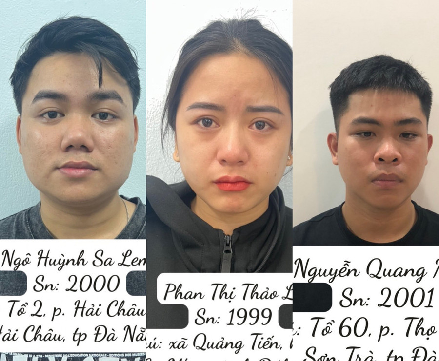 Đối tượng Lem, Ly, Phúc tại cơ quan công an. Ảnh: Công an Đà Nẵng. Đối tượng Lem, Ly, Phúc tại cơ quan công an. Ảnh: Công an Đà Nẵng.
