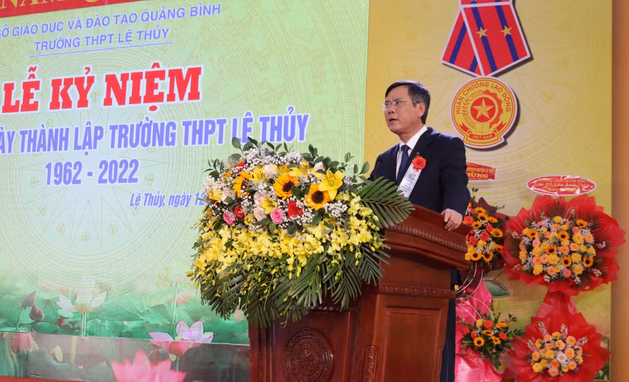 Chủ tịch UBND tỉnh Quảng Bình, Trần Thắng phát biểu tại Lễ kỷ niệm.