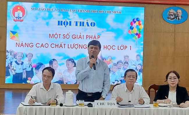 Ông Nguyễn Văn Hiếu- Phó GĐ Sở GD&ĐT TPHCM phát biểu tại hội thảo.