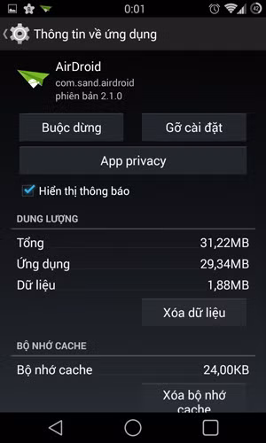 tắt thông báo Android 