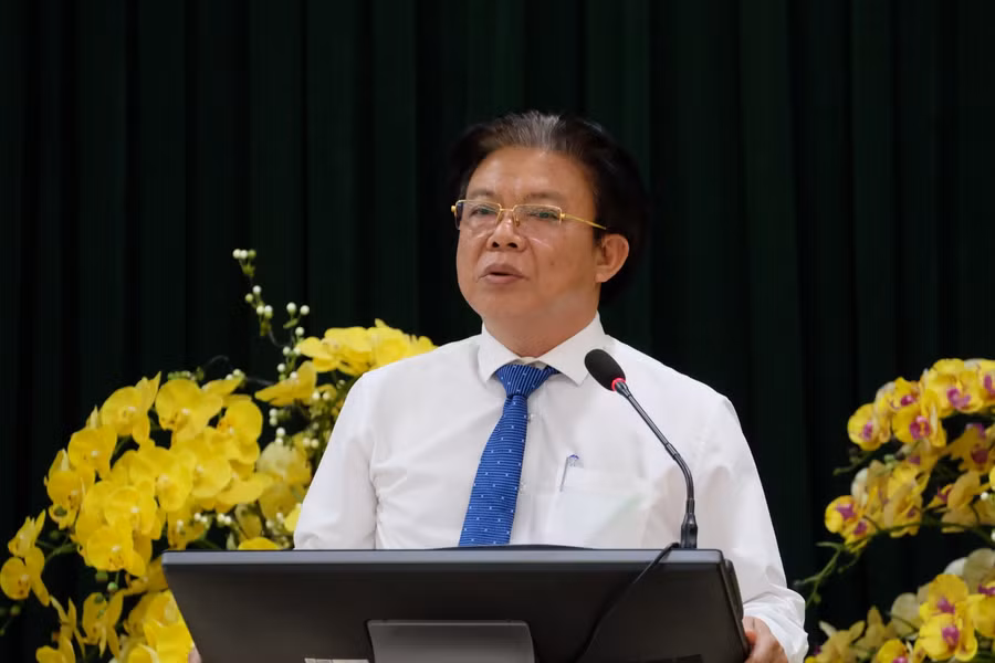 Ông Hà Thanh Quốc - Giám đốc Sở GD&amp;ĐT tỉnh Quảng Nam phát biểu tại lễ khai trương.