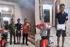 Phàn Văn Đường với tang vật vụ trộm trong khi trốn thi hành án. Ảnh: CA Tuyên Quang.