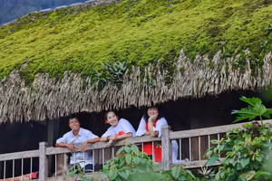 Những mái nhà rêu đặc trưng tại xã Thanh Thủy.