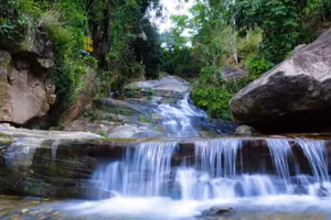 Thác Khe Rồng hiện lên như bức tranh giữa đại ngàn.