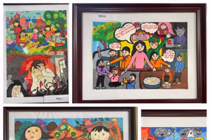 Một số tác phẩm của các em học sinh huyện Yên Bình.