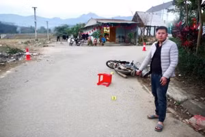 Lý Văn Thành tại hiện trường vụ việc.