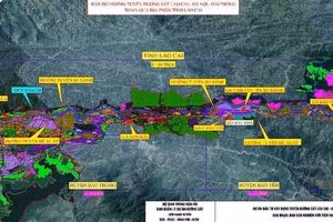 Bản đồ hướng tuyến đường sắt Lào Cai- Hà Nội - Hải Phòng.