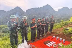 Hài cốt liệt sĩ được tìm thấy tại xã biên giới Minh Tân.