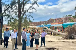 Sở GD&ĐT kiểm tra công tác khắc phục hậu quả sau bão tại Trường THCS Bùi Thị Xuân, xã Xuân Lộc.