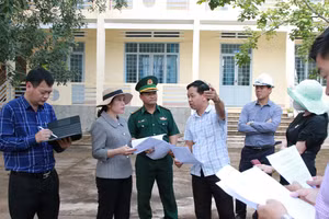 Đoàn khảo sát thực tế tại xã Ia Lốp. (Ảnh: TT)