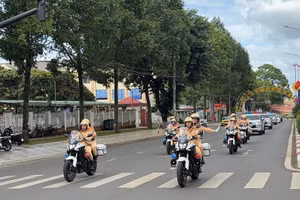 Công an tỉnh Đắk Lắk ra quân bảo đảm an ninh trật tự. (Ảnh: NA)