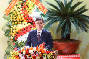 Ủy viên Trung ương Đảng, Bí thư Tỉnh ủy Đắk Lắk Nguyễn Đình Trung phát biểu tại Đại hội. Ảnh: TT)