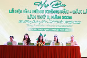 UBND huyện Krông Pắc tổ chức họp báo Lễ hội sầu riêng lần thứ 2. (Ảnh: TT)