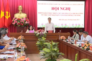 Bí thư Tỉnh ủy Đắk Lắk Nguyễn Đình Trung phát biểu. (Ảnh: VLX)