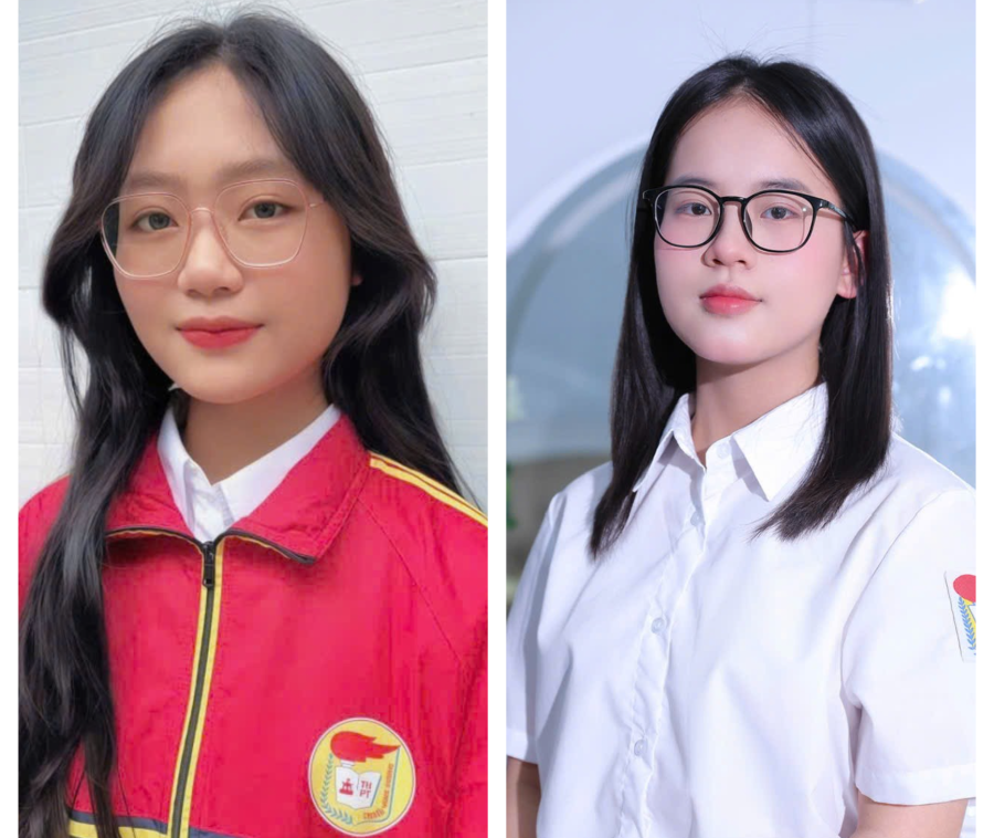 Em Nguyễn Thị Cẩm Tú (bên trái) và em Nguyễn Quỳnh Nga.