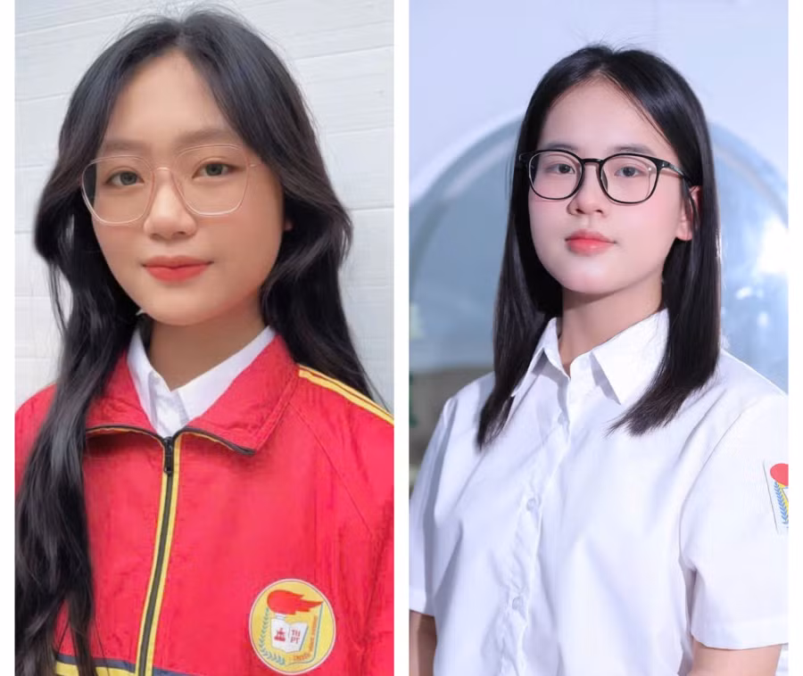 Em Nguyễn Thị Cẩm Tú (bên trái) và em Nguyễn Quỳnh Nga.