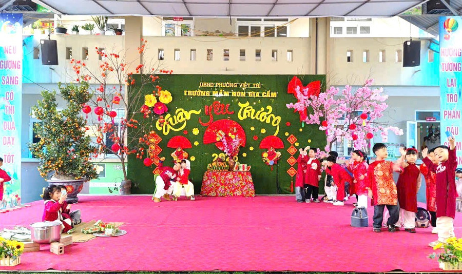 Sôi nổi hoạt động trải nghiệm "Xuân yêu thương" tại Trường Mầm non Gia Cẩm.