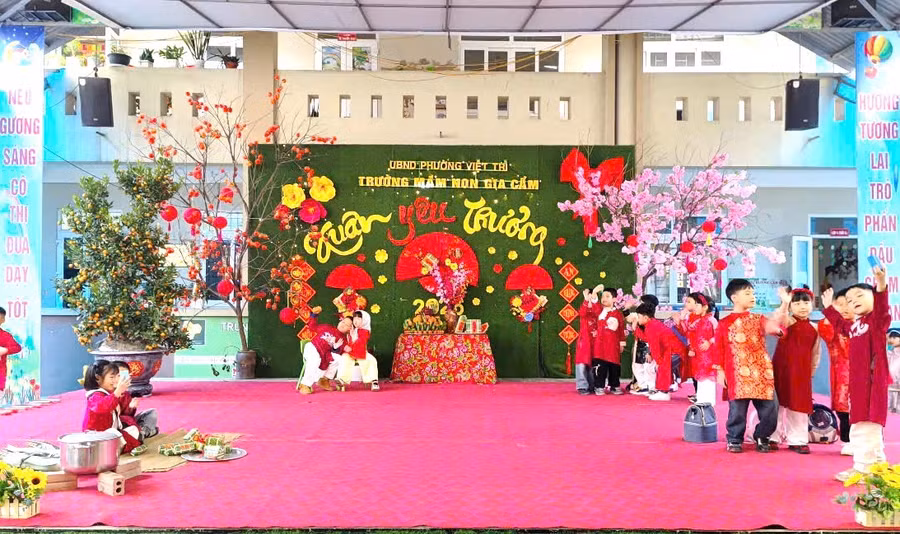 Sôi nổi hoạt động trải nghiệm "Xuân yêu thương" tại Trường Mầm non Gia Cẩm.