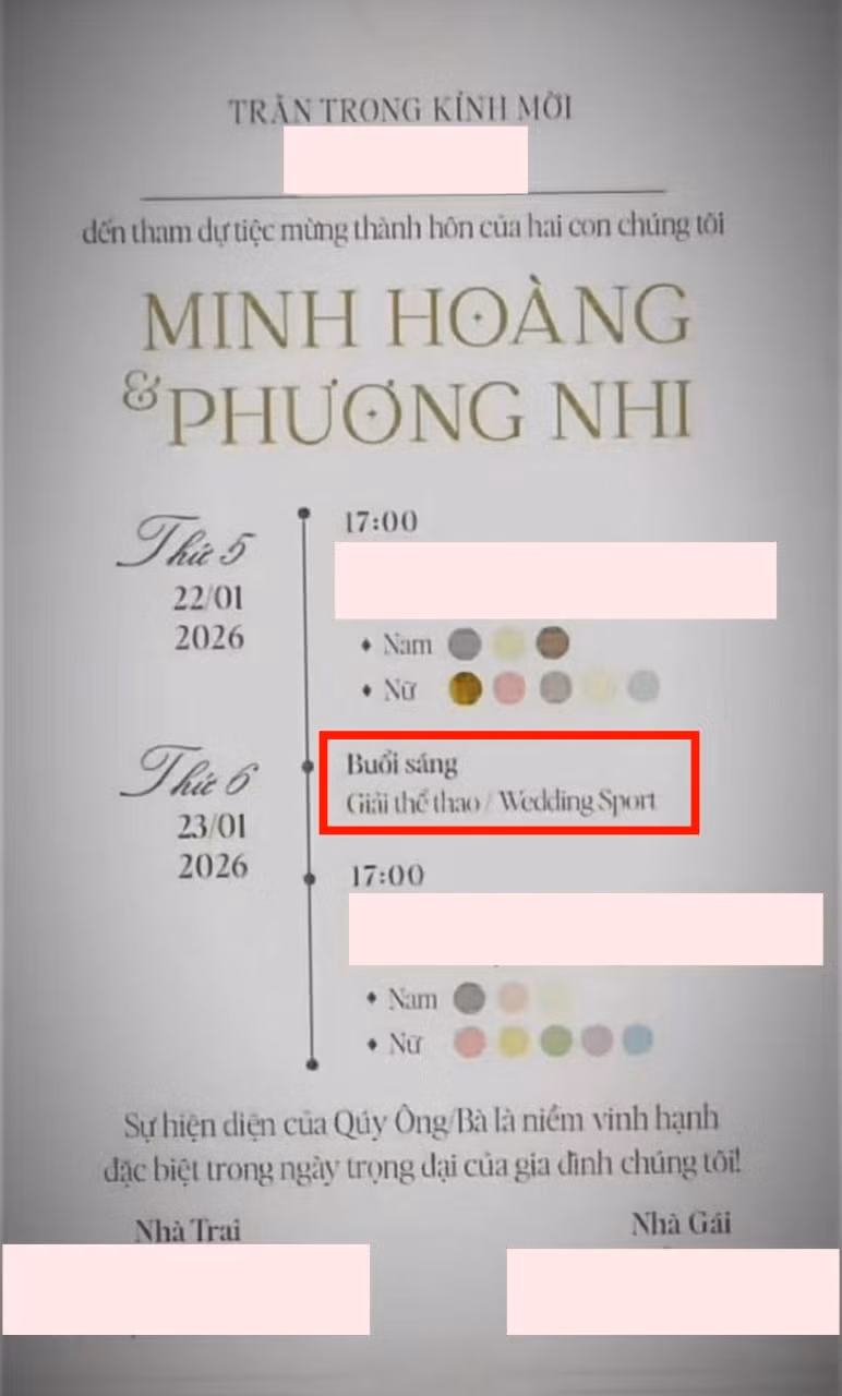 Bên cạnh đó, cặp đôi cũng đưa ra những quy định về trang phục có màu sắc tươi tắn như hồng, xanh, trắng, xám, cam... Quy định riêng cho nam, nữ, 2 buổi tiệc cũng có 2 gam màu khác nhau. phuong-nhi-7.jpg
