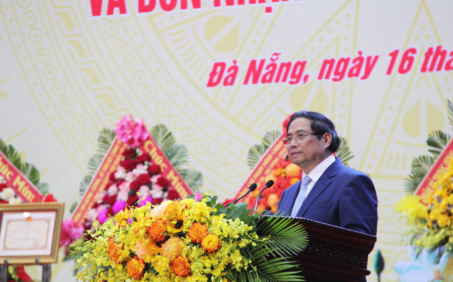 Thủ tướng Phạm Minh Chính phát biểu tại lễ kỷ niệm. Ảnh: QK5 67e4b21dd83c55620c2d.jpg