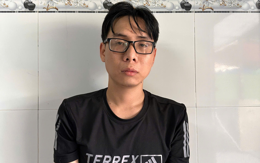 Huỳnh Trường Anh tại cơ quan Công an. (Ảnh: CACC)