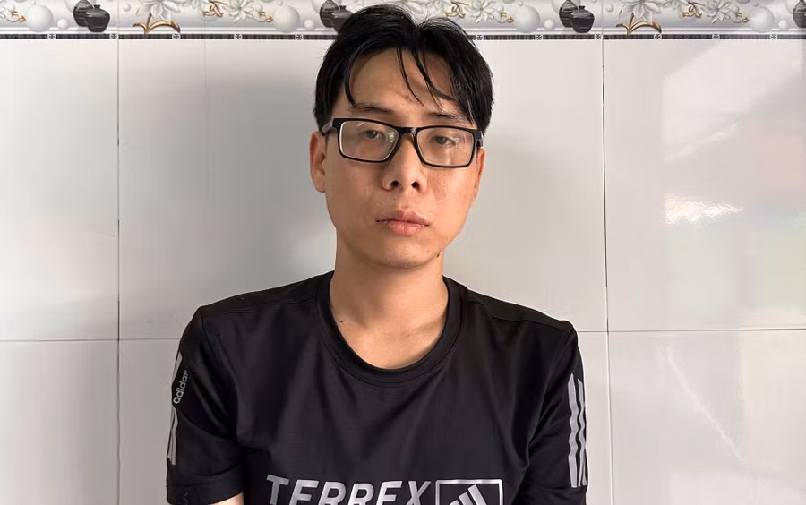 Huỳnh Trường Anh tại cơ quan Công an. (Ảnh: CACC)