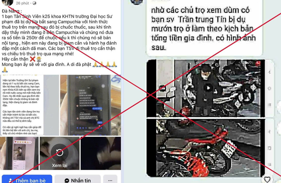 Thông tin sai sự thật về việc sinh viên bị bắt cóc. Ảnh: Công an cung cấp img-20251018-184126.jpg