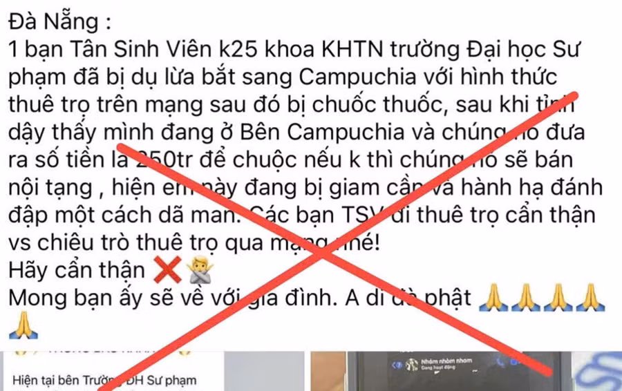 Thông tin sai sự thật lan truyền trên mạng xã hội. Ảnh: Công an cung cấp