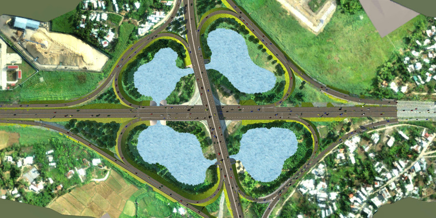 Phối cảnh dự nút giao QL14B với cao tốc Đà Nẵng - Quảng Ngãi (thuộc địa phận xã Bà Nà). 