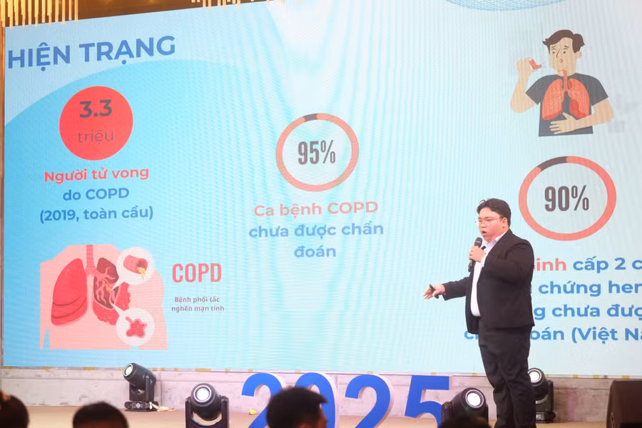 Sinh viên trình bày dự án khởi nghiệp.