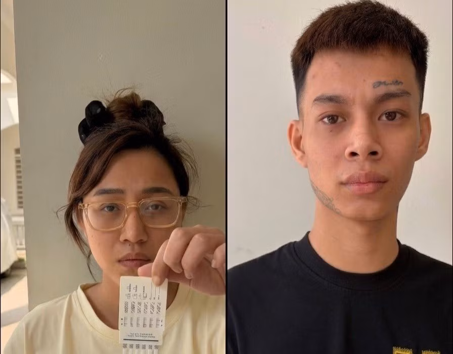 Đỗ Nguyễn Bích Trâm và Nguyễn Văn Dương. Ảnh: Công an
