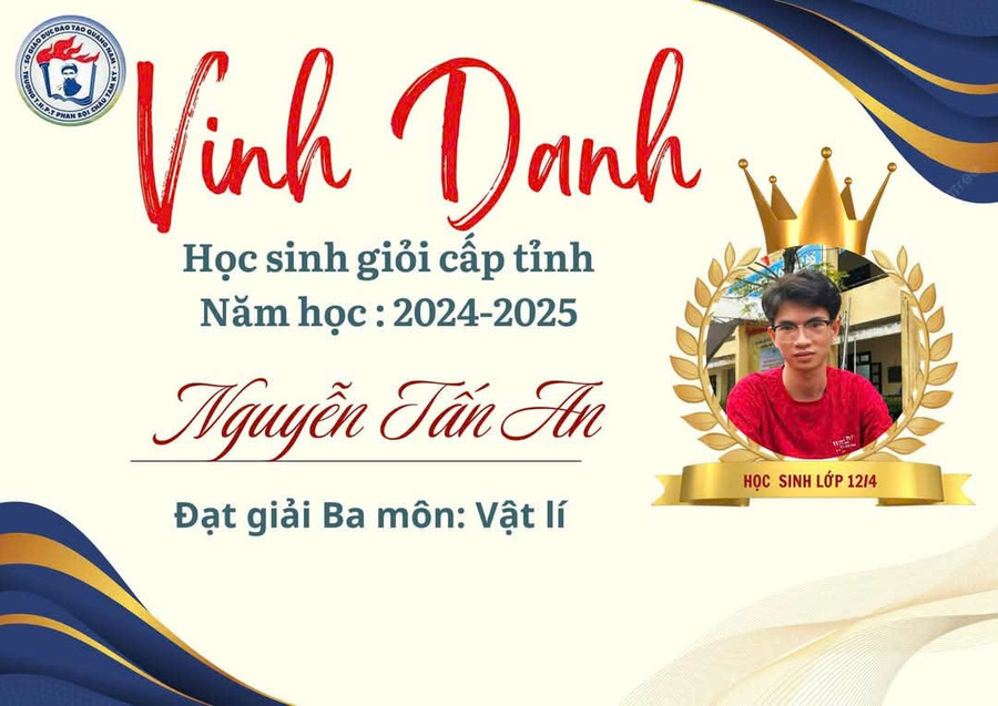 An từng giành giải Ba môn Vật lí tại Kỳ thi học sinh giỏi cấp tỉnh năm học 2024-2025. 4d12342ce29054ce0d81.jpg