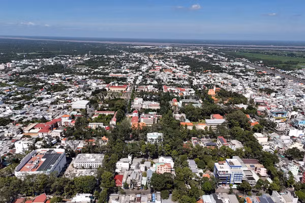 Một góc phường Trà Vinh, tỉnh Vĩnh Long từ trên cao.