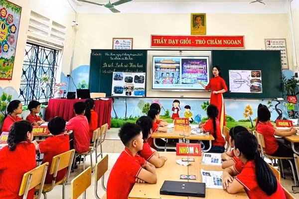 Tiết học tại Trường Tiểu học Xuân Lũng.