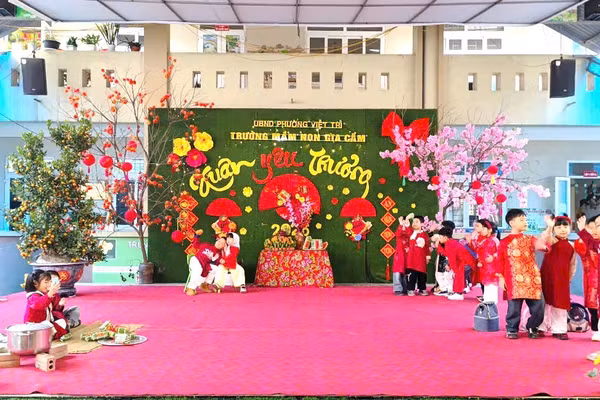Sôi nổi hoạt động trải nghiệm "Xuân yêu thương" tại Trường Mầm non Gia Cẩm.