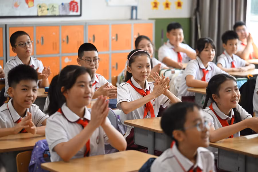 Một tiết học của học sinh tiểu học Trung Quốc.