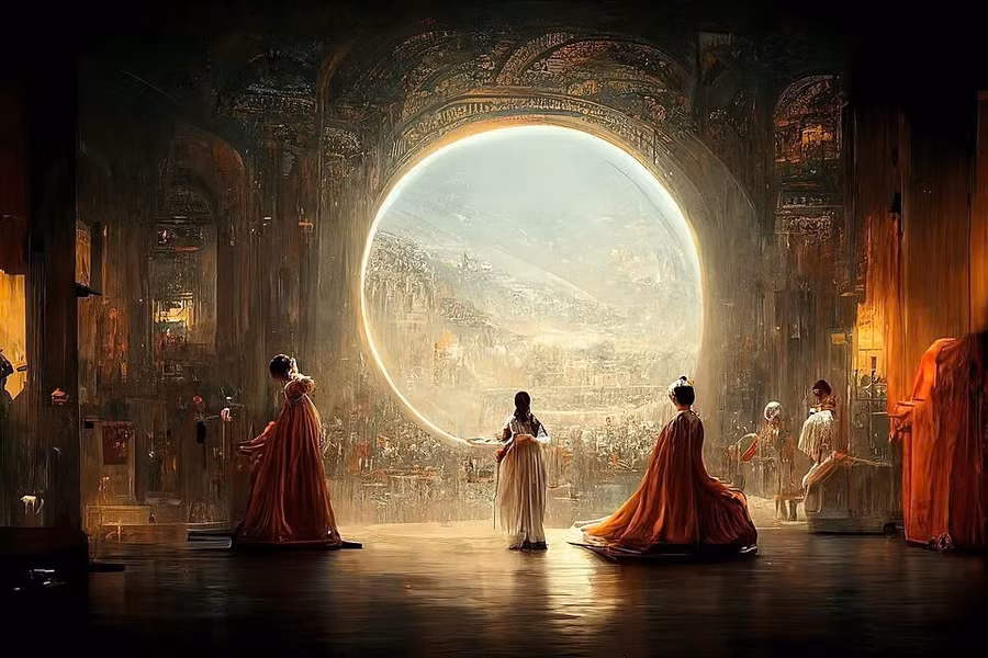 Bức tranh 'Théâtre D'opéra Spatial'. Ảnh: INT