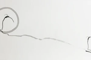 Khoảng trống chiếm phần lớn tác phẩm trong tranh thiền của Trầm Kim Hoà.