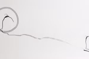 Khoảng trống chiếm phần lớn tác phẩm trong tranh thiền của Trầm Kim Hoà.