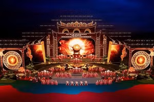 Phối cảnh sân khấu của chương trình nghệ thuật khai mạc Lễ hội đền Hùng năm 2026 - Ảnh BTC.