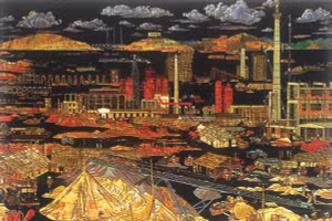 Tác phẩm “Khu gang thép Thái Nguyên” của họa sĩ Bùi Trang Chước.