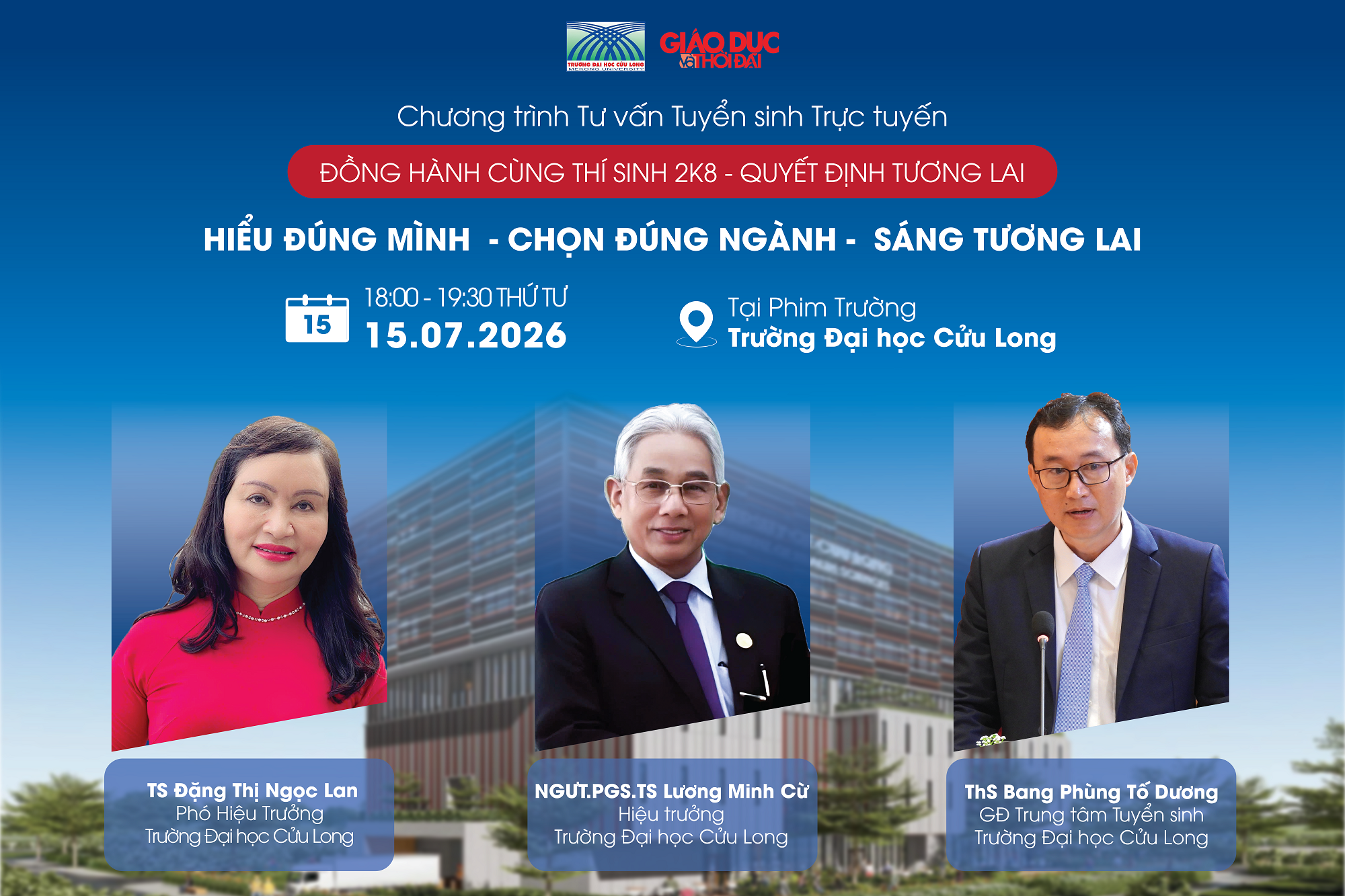 Chương trình TVTS trực tuyến: “Hiểu đúng mình - Chọn đúng ngành - Sáng tương lai” sẽ diễn ra vào lúc 18 giờ ngày 15/7.