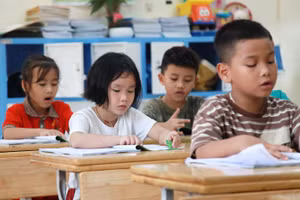 Học sinh Trường Tiểu học Nam Phương Tiến A (huyện Chương Mỹ).