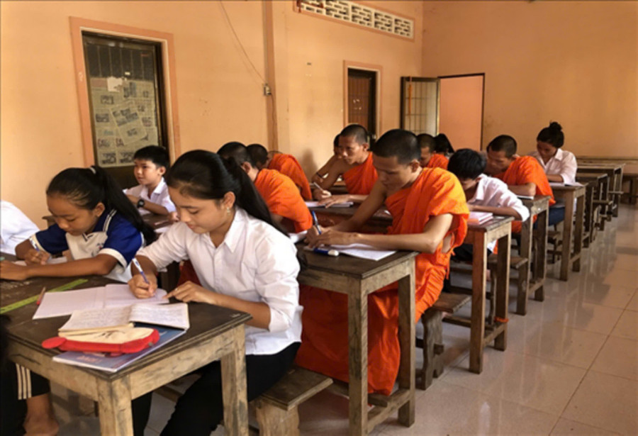 Lớp học tiếng Khmer tại tỉnh Trà Vinh.