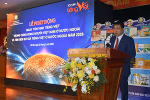 Ông Phạm Vĩnh Thái – Tổng biên tập NXBGDVN phát biểu hưởng ứng Lễ phát động Ngày Tôn vinh tiếng Việt và Tìm kiếm sứ giả tiếng Việt ở nước ngoài năm 2026.