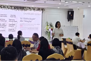 Lớp tập huấn có 43 học viên thuộc các phường, xã có đông học sinh khuyết tật học hòa nhập.