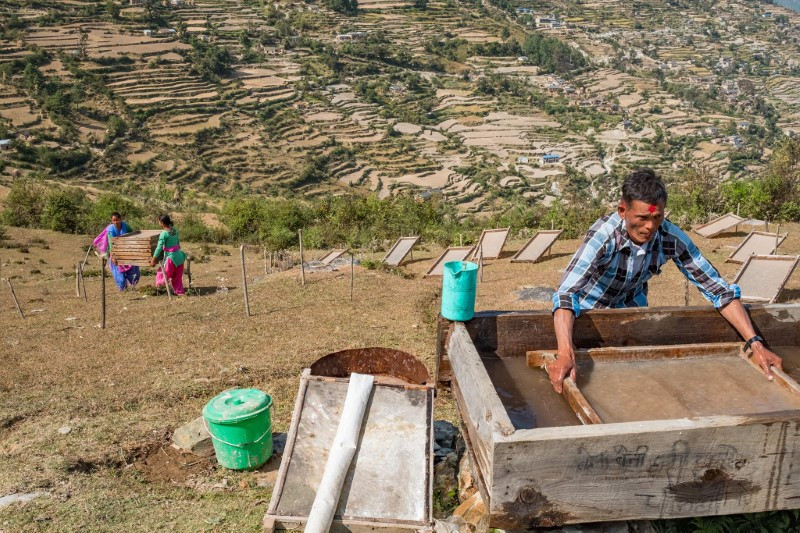 Chùm ảnh làm giấy độc đáo ở Nepal 