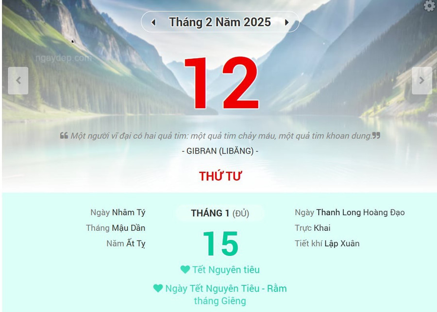 Lịch âm 12/2 - Xem lịch âm ngày 12/2
